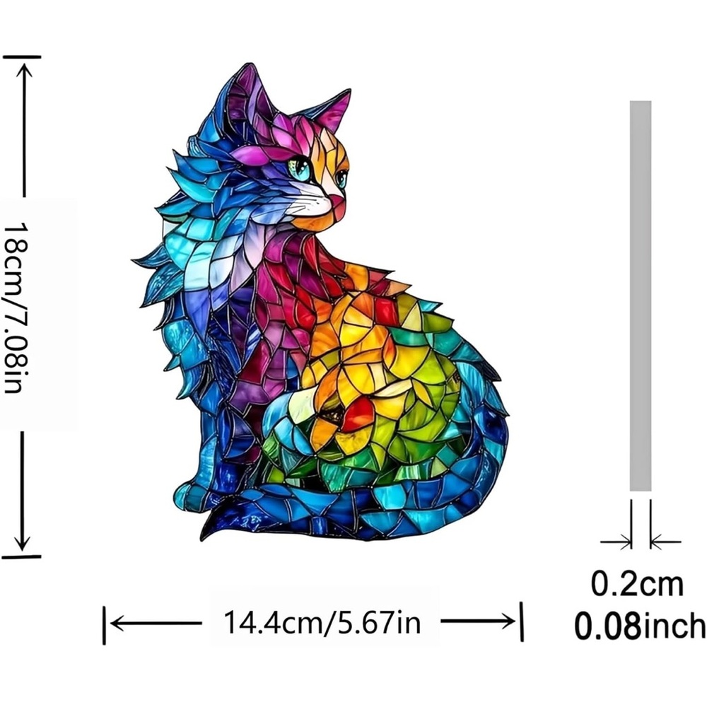 Colorful Acrylic Rainbow Cat Sun Catcher - Picture 2 of 5